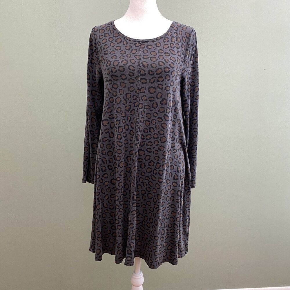 Boden Midi Dress Womens 8L Long Sleeve Animal Print Leopard Pockets Casual